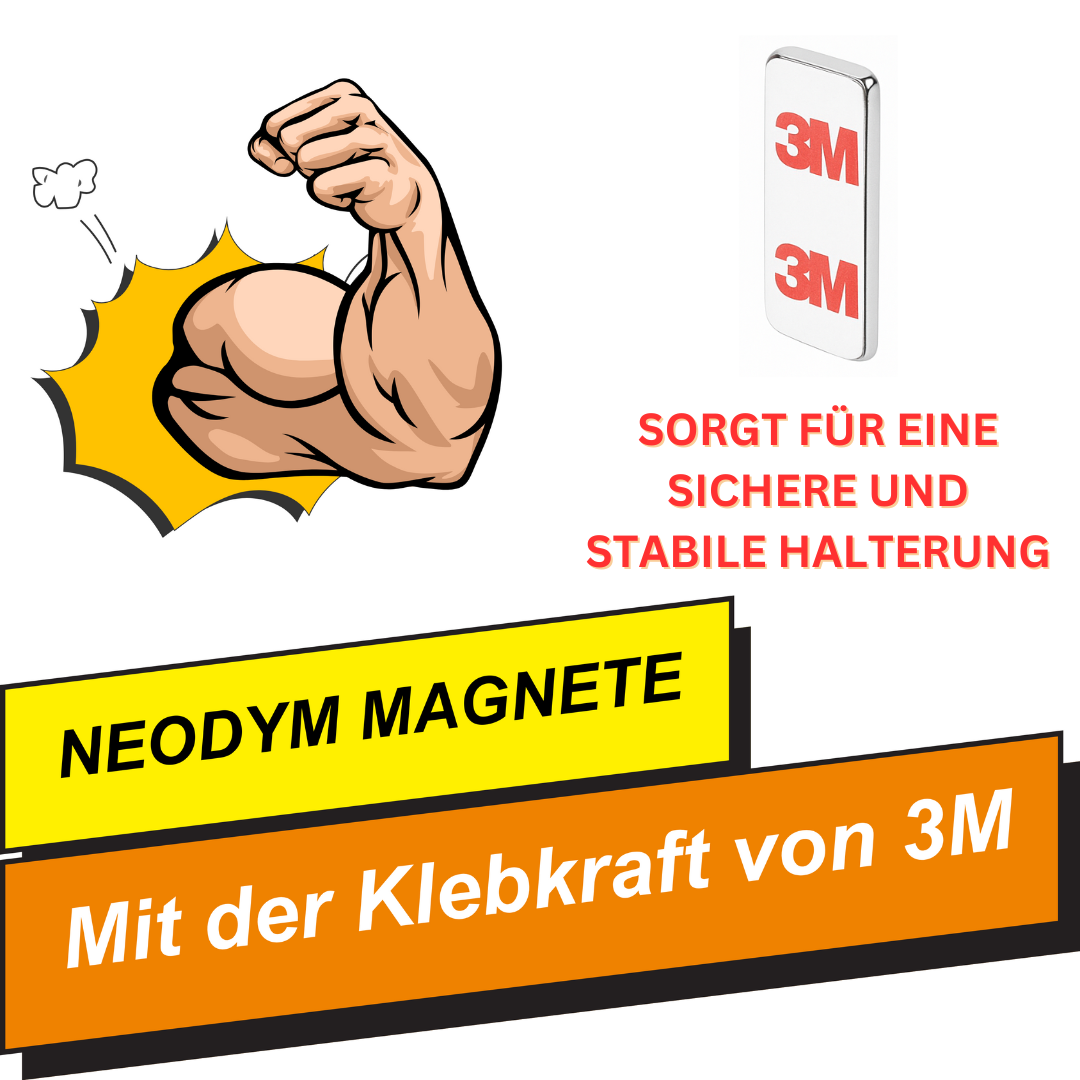 Selbstklebender Magnet mit 3,8 kg Haftkraft – silberfarben