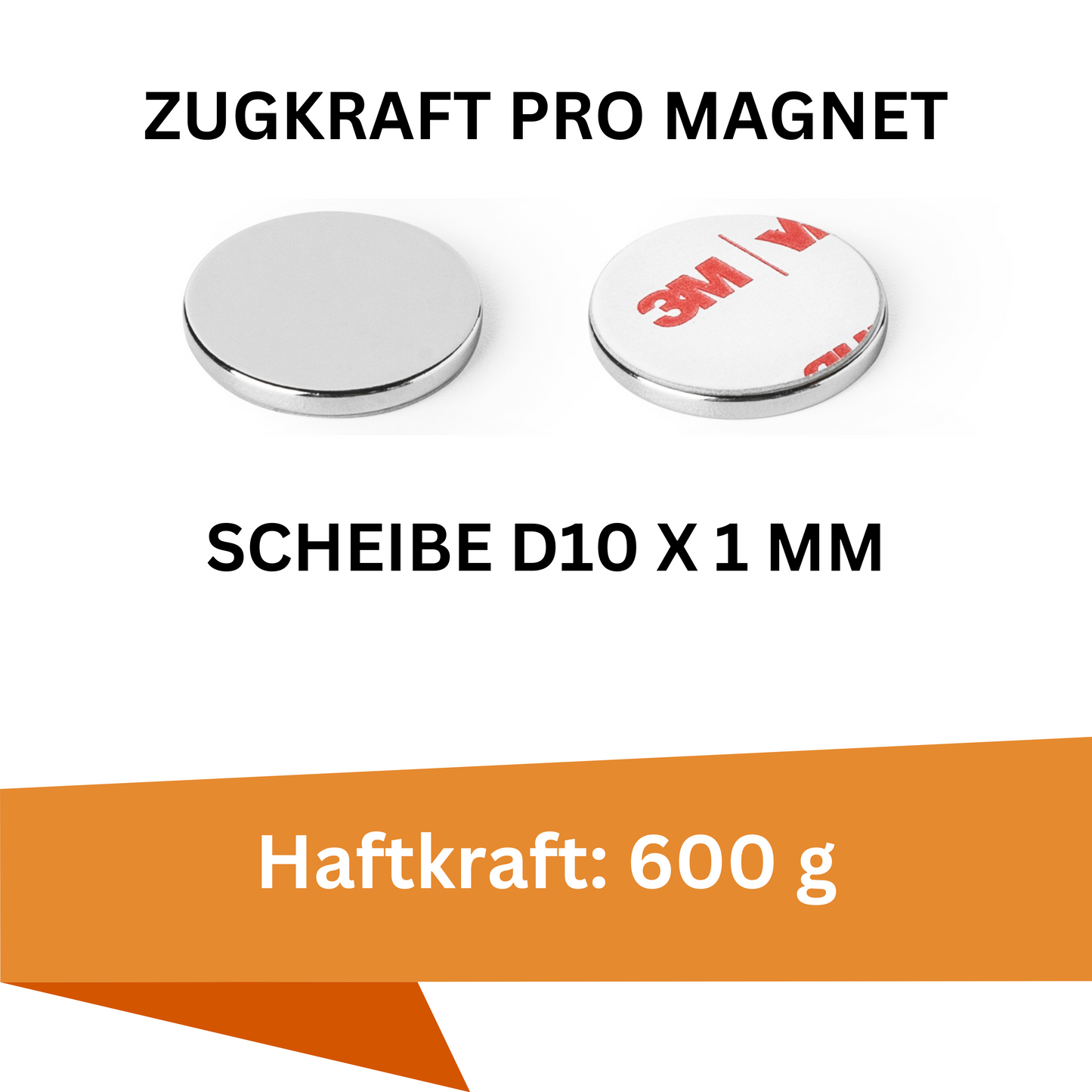 Scheibenmagnet Ø 10mm x 1mm mit 3M Klebefolie – starke Haftkraft 620 g