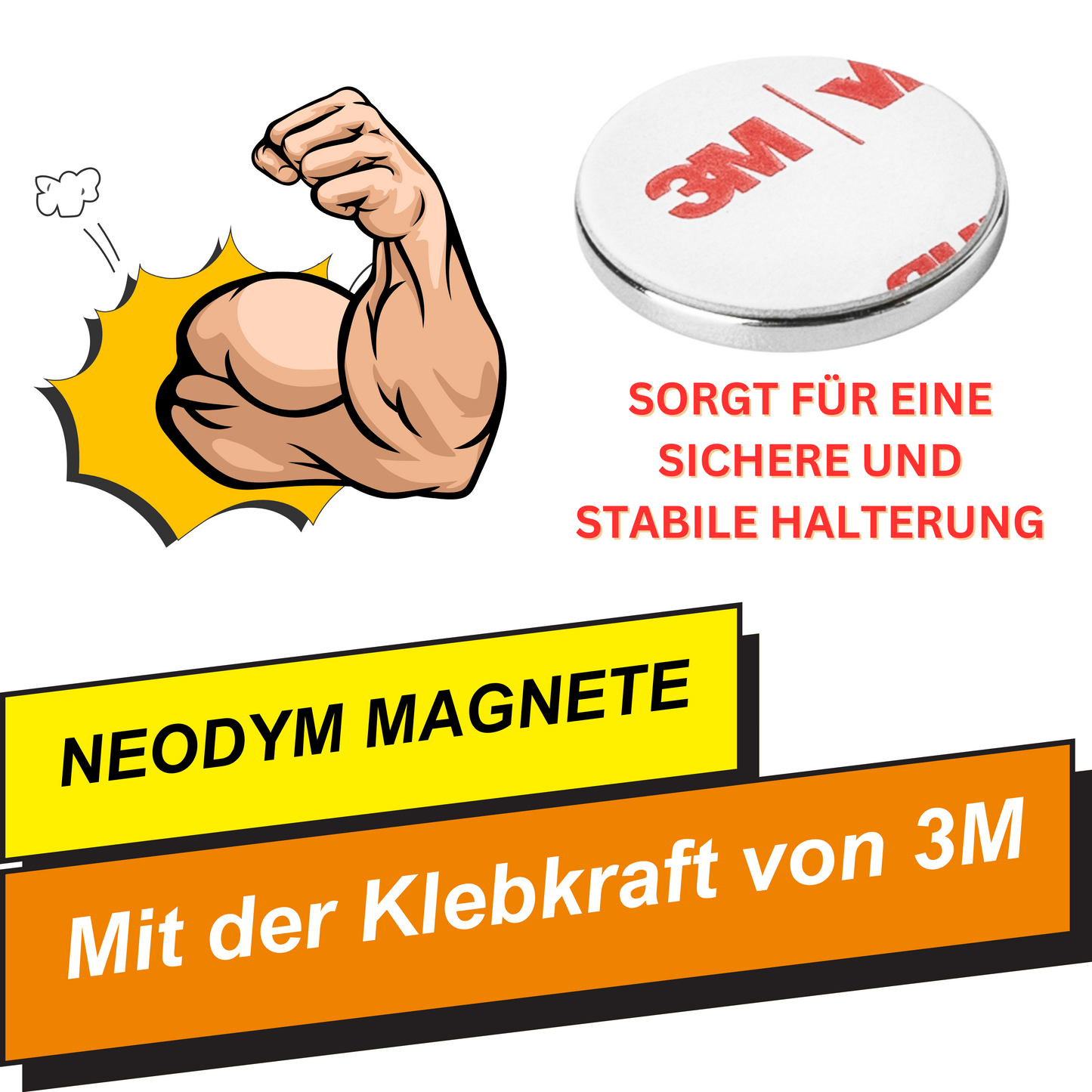 Magnet mit 3M Klebefolie – Ø 20mm, extra dünn mit starker Haftung