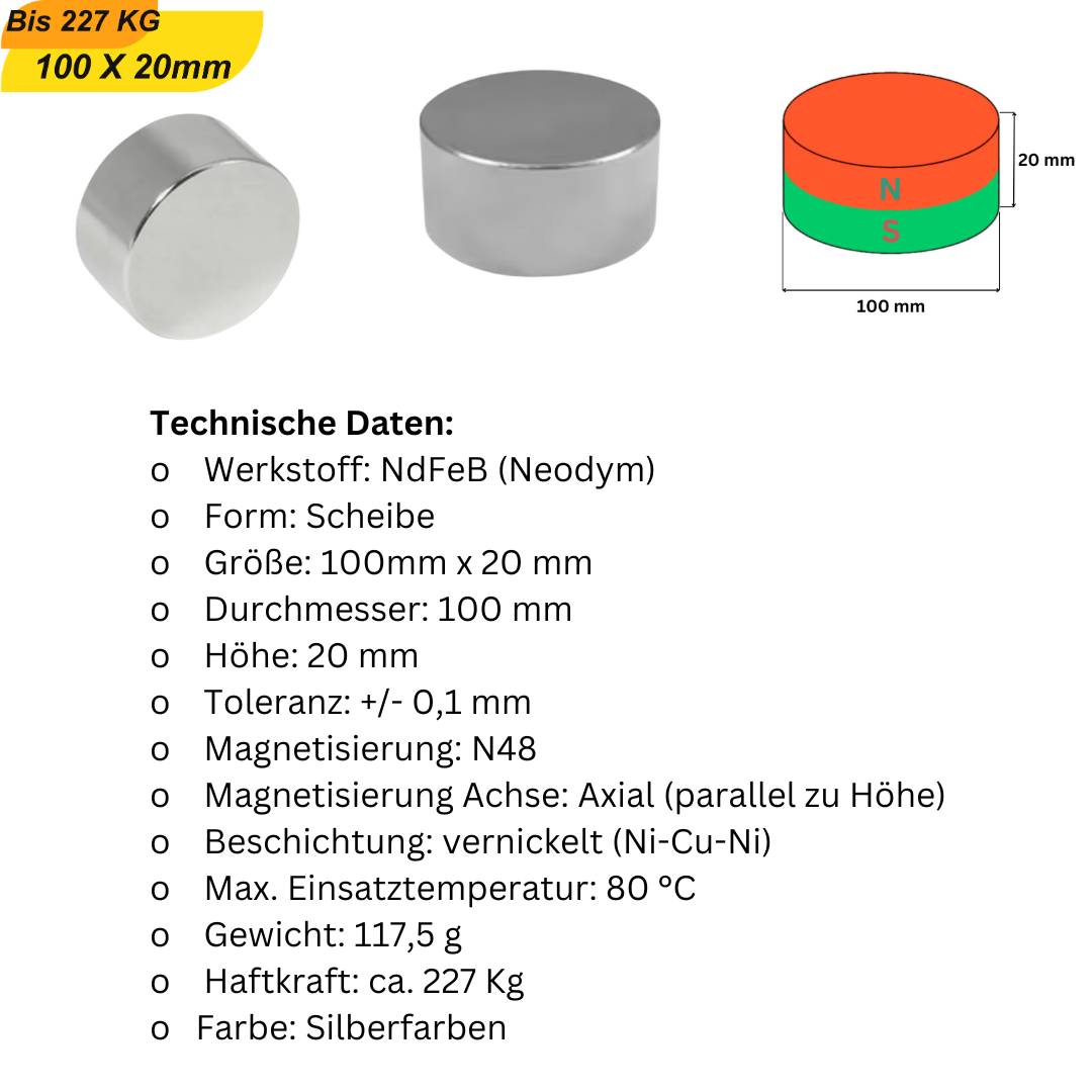 Starker Neodym-Scheibenmagnet N42 – extra hohe Haftkraft für Industrie & Haushalt