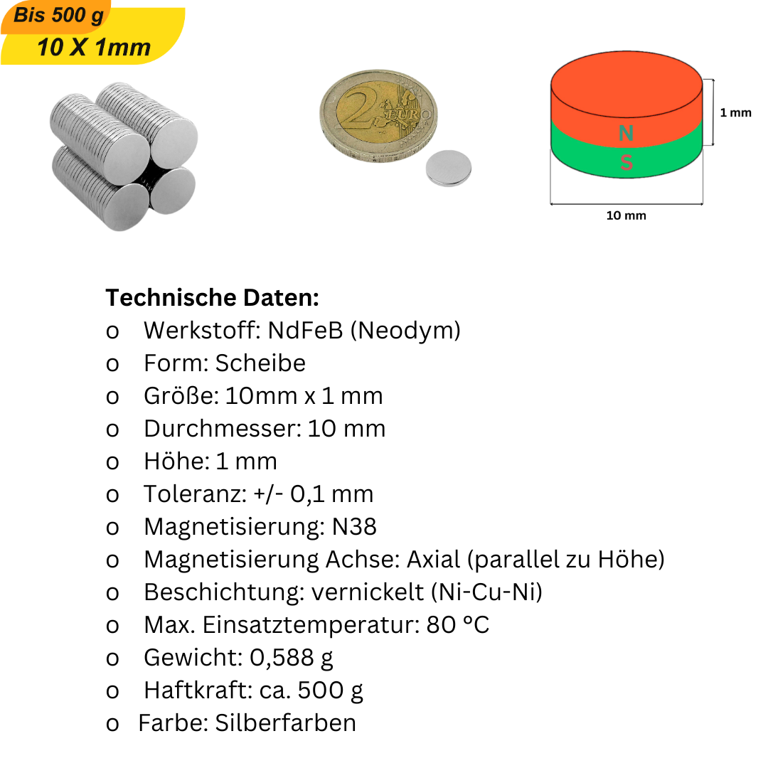 Magnete für Modellbau & Elektronik – Neodym-Scheibenmagnete extra dünn