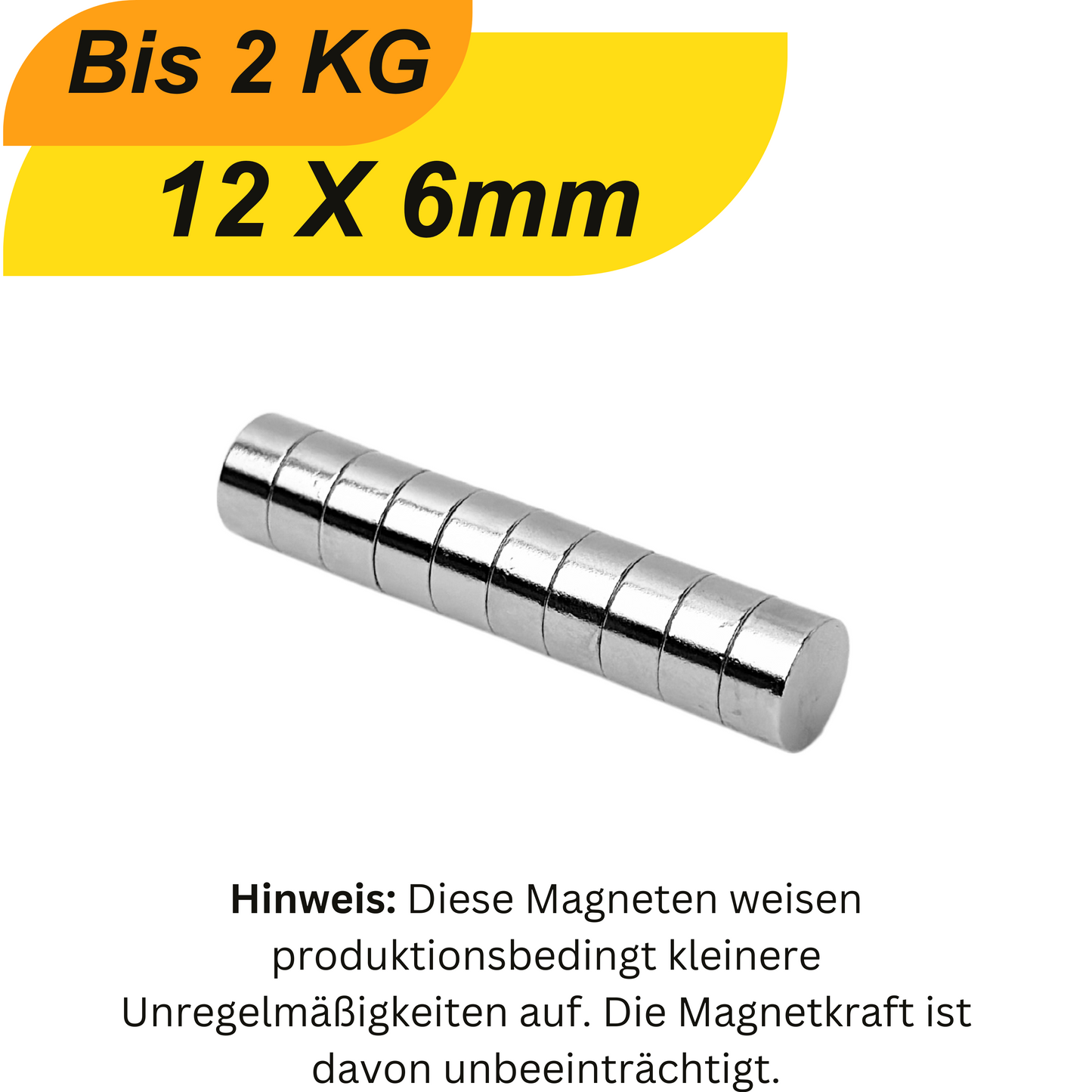 Neodym Magnet 12mm x 6mm Supermagnete hohe Haftkraft Scheibenmagnet