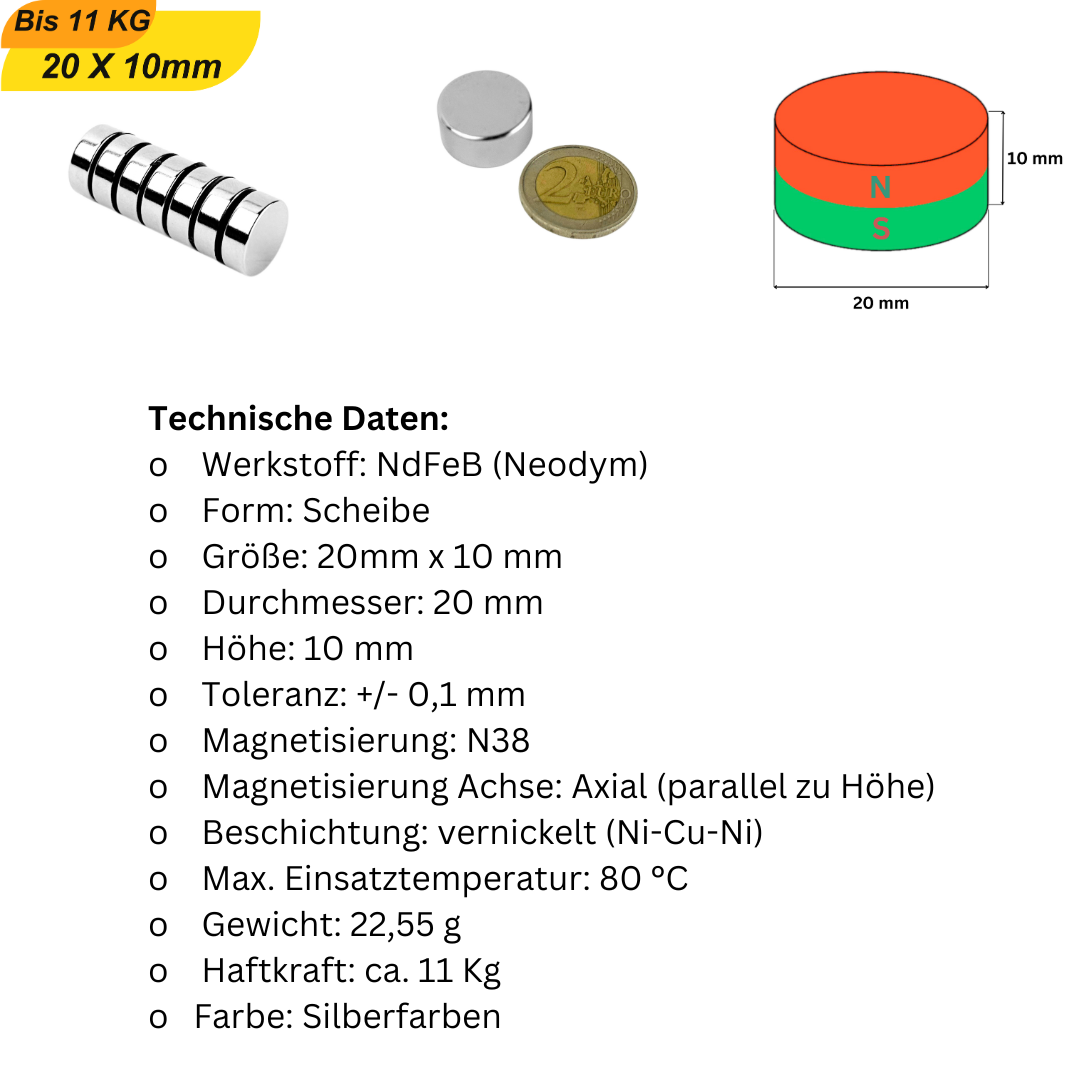 Starker Neodym-Rundmagnet für Hobby, Werkstatt & Technik