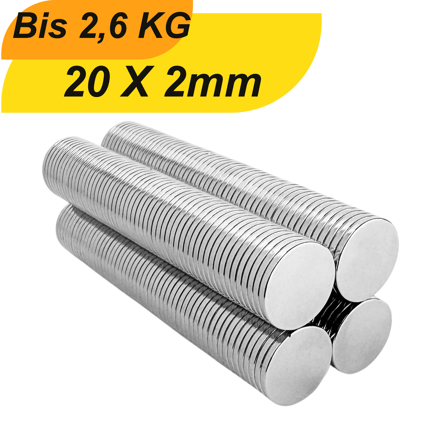 Neodym Magnet 20mm x 2mm Supermagnete hohe Haftkraft Scheibenmagnet