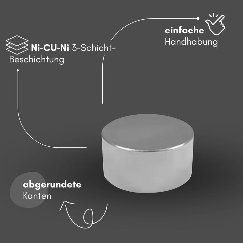 Neodym Magnet Ø 100mm x 20mm - Starker Scheibenmagnet - N48 Supermagnet - Hohe Haftkraft bis 227kg