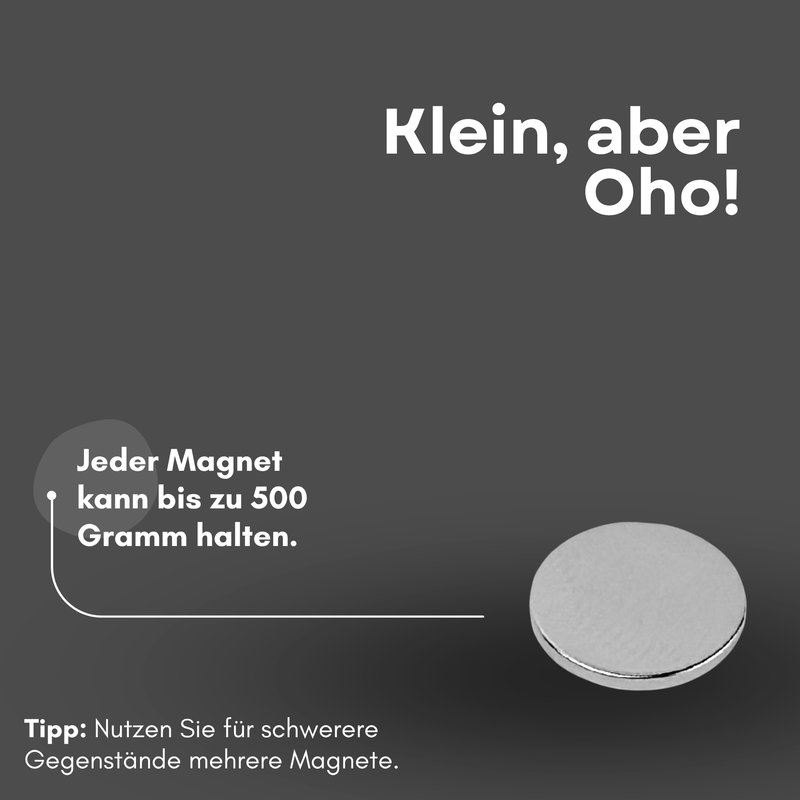 Neodym Magnet Ø 10mm x 1mm - Starker Scheibenmagnet - N38 Supermagnet - Hohe Haftkraft bis 500g