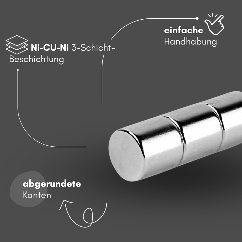 Neodym Magnet Ø 10mm x 10mm - Starker Scheibenmagnet - N38 Supermagnet - Hohe Haftkraft bis 3,6kg