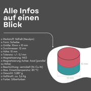 Ferrit Scheibenmagnet 10x10 mm Y35 axial magnetisiert starker Magnet