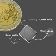 Präziser Neodym Supermagnet 10x10x1,2 mm, perfekt für Bastelprojekte und Konstruktionen