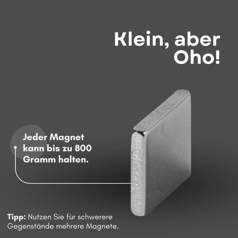 Neodym Magnet 10mm x 10mm x 1,2mm - N38 Supermagnet - Quadermagnete - Hohe Haftkraft bis 800g