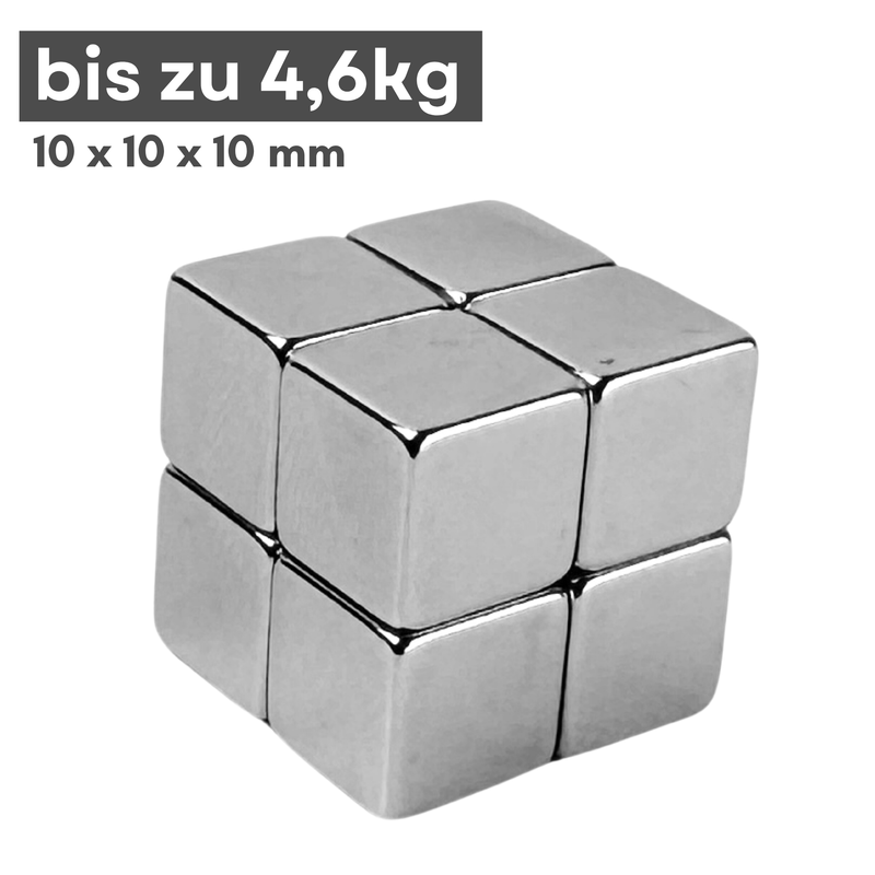 Neodym Magnet 10mm x 10mm x 10mm Supermagnete hohe Haftkraft Würfelmagnete