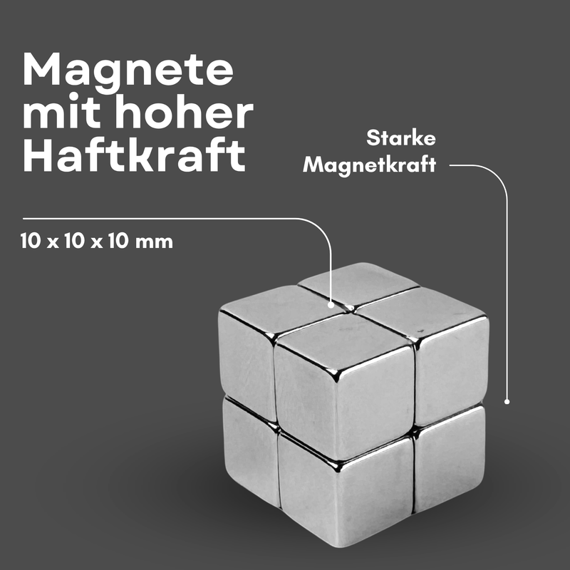Neodym Magnet 10mm x 10mm x 10mm Supermagnete hohe Haftkraft Würfelmagnete