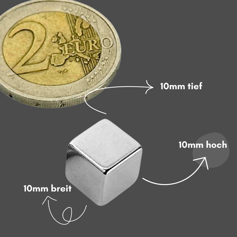 Neodym Magnet 10mm x 10mm x 10mm Supermagnete hohe Haftkraft Würfelmagnete