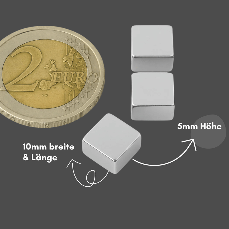 Kleiner starker Neodym Magnet 10x10x5 mm N42 Supermagnet