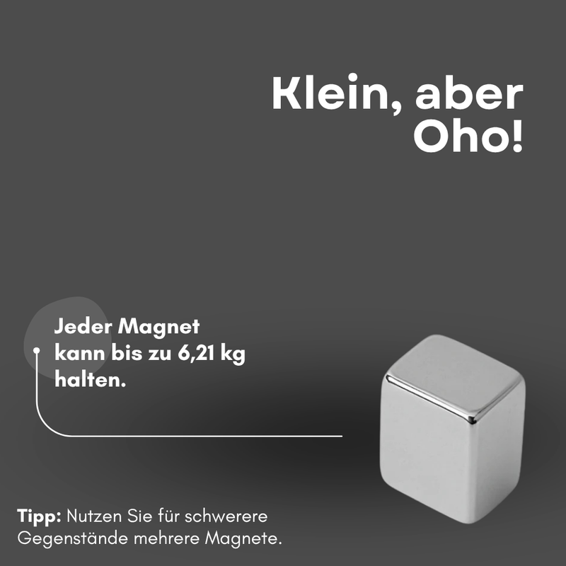 Neodym Magnet 10mm x 10mm x 8mm - N42 Supermagnet - Quadermagnete - Hohe Haftkraft bis 6,21kg