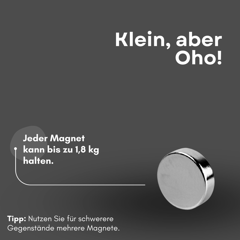 Neodym Magnet Ø 10mm x 3mm - Starker Scheibenmagnet - N38 Supermagnet - Hohe Haftkraft bis 1,8kg