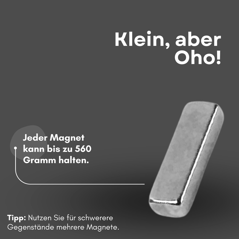Neodym Magnet 10mm x 3mm x 2mm - N38 Supermagnet - Quadermagnete - Hohe Haftkraft bis 560g