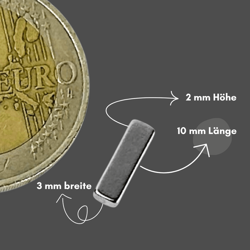 Präziser Neodym Supermagnet 10x3x2 mm, perfekt für Bastelprojekte und Konstruktionen
