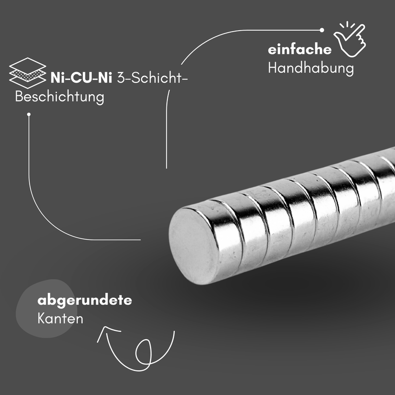 Neodym Magnet Ø 10mm x 4mm - Starker Scheibenmagnet - N38 Supermagnet - Hohe Haftkraft bis 2,3kg