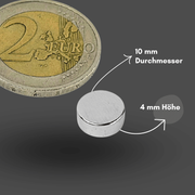 Langlebiger N38 Neodym-Magnet 10 mm Durchmesser, 4 mm Höhe