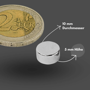 Langlebiger N38 Neodym-Magnet 10 mm Durchmesser, 5 mm Höhe