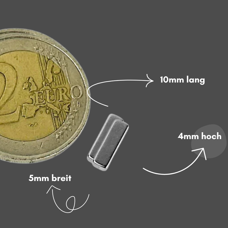 Neodym Magnet 10mm x 5mm x 4mm - N42 Supermagnet - Quadermagnete - Hohe Haftkraft bis 1,95kg