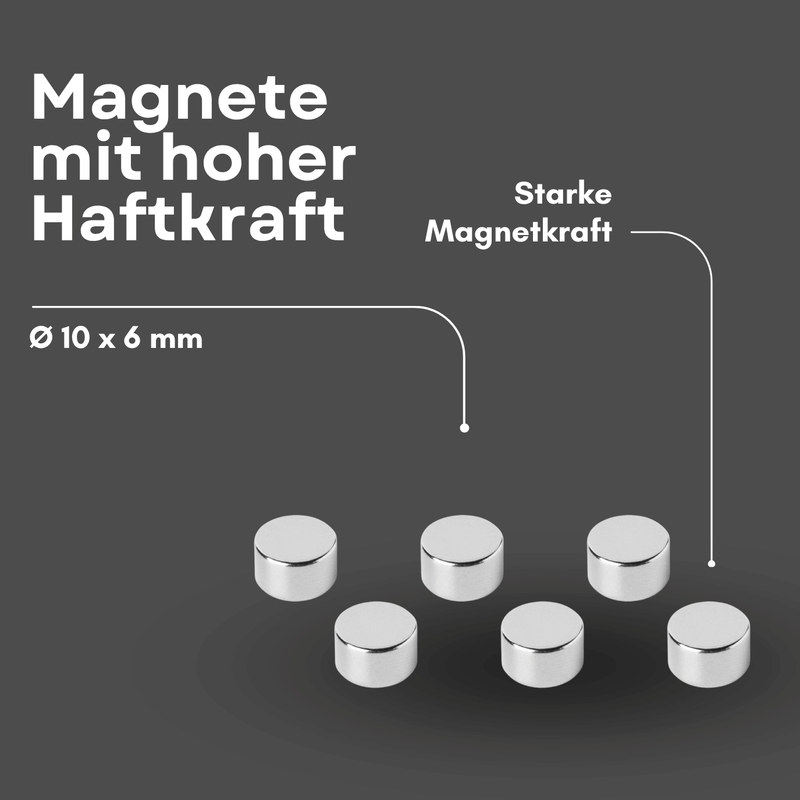 Starker N42 Neodym Magnet 10 mm x 6 mm – Haftkraft ca. 3,5 kg