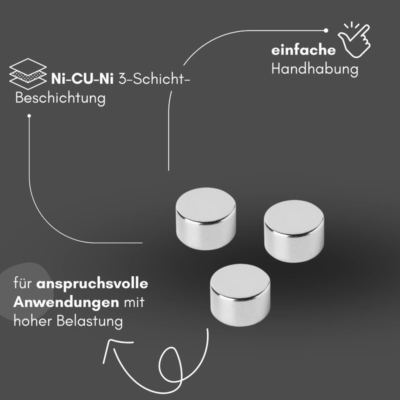 Neodym Magnet Ø 10mm x 6mm - Starker Scheibenmagnet - N42 Supermagnet - Hohe Haftkraft bis 3,5kg