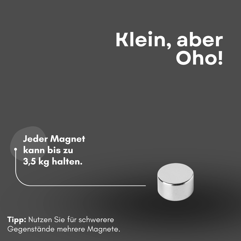 Neodym Magnet Ø 10mm x 6mm - Starker Scheibenmagnet - N42 Supermagnet - Hohe Haftkraft bis 3,5kg