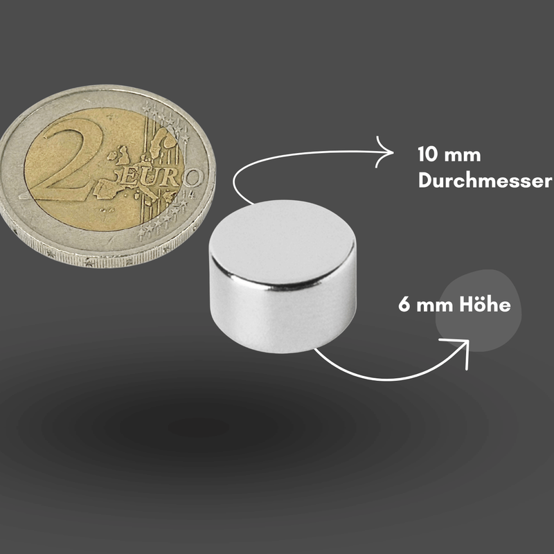 Axial magnetisierter Scheibenmagnet 10x6 mm N42 – zuverlässige Leistung