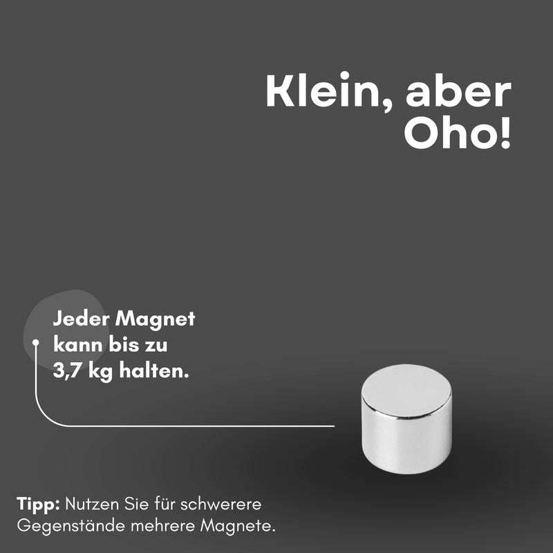 Neodym Magnet Ø 10mm x 8mm - Starker Scheibenmagnet - N42 Supermagnet - Hohe Haftkraft bis 3,7kg