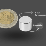 Axial magnetisierter Scheibenmagnet 10x8 mm N42 – zuverlässige Leistung