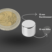 Axial magnetisierter Scheibenmagnet 12x10 mm N42 – zuverlässige Leistung