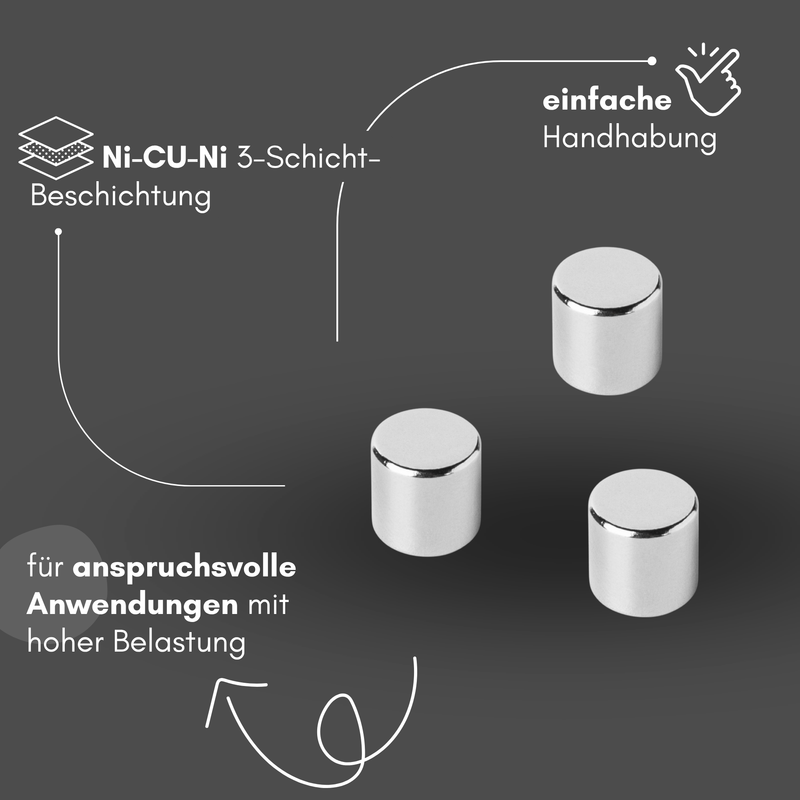 Neodym Magnet Ø 12mm x 12mm - Starker Scheibenmagnet - N42 Supermagnet - Hohe Haftkraft bis 6kg