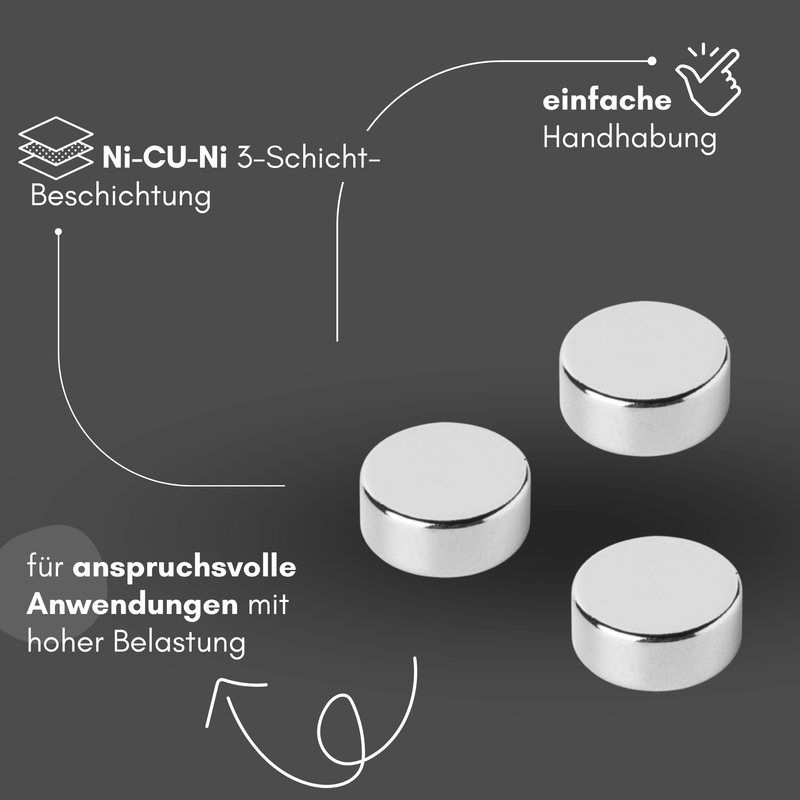 Magnete al neodimio Ø 12mm x 5mm - Magnete a disco potente - Super magnete N42 - Elevata forza di tenuta fino a 4kg