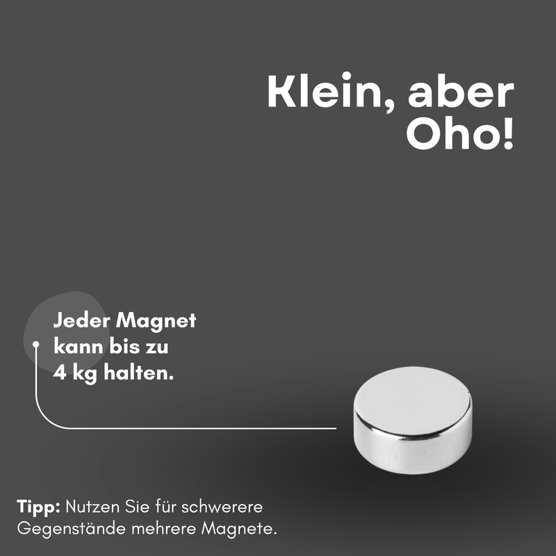 Magnete al neodimio Ø 12mm x 5mm - Magnete a disco potente - Super magnete N42 - Elevata forza di tenuta fino a 4kg