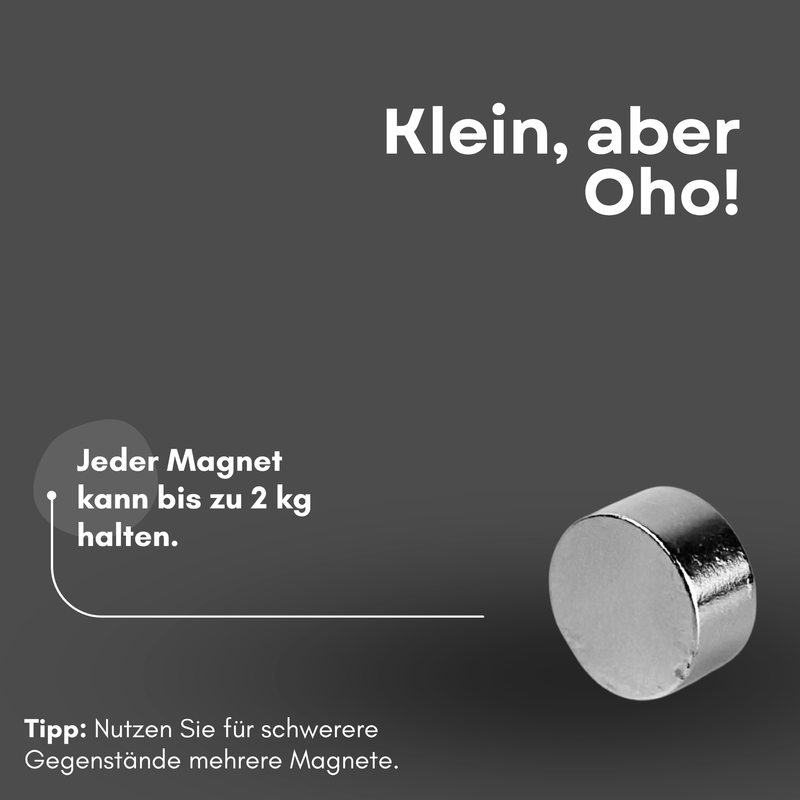 Neodym Magnet Ø 12mm x 6mm - Starker Scheibenmagnet - N38 Supermagnet - Hohe Haftkraft bis 2kg