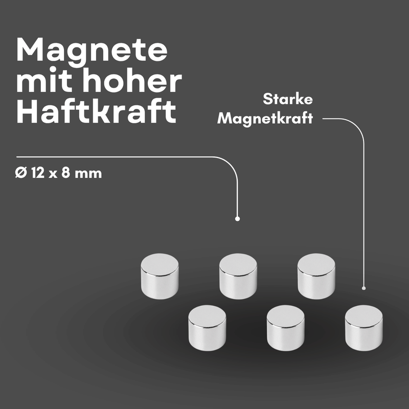 Starker N42 Neodym Magnet 12 mm x 8 mm – Haftkraft ca. 5 kg