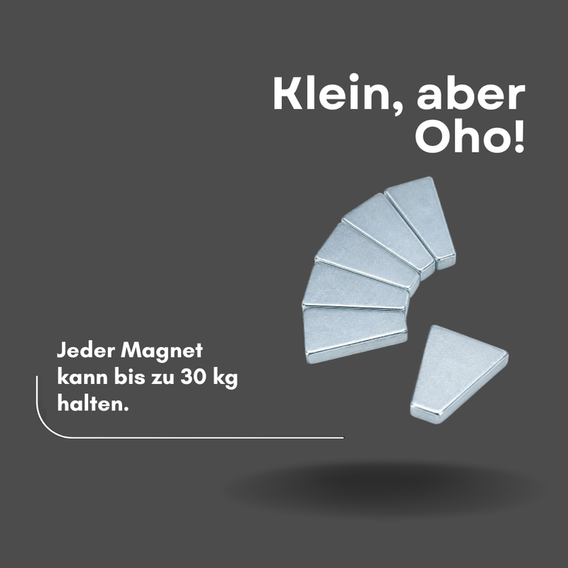 Neodym Magnet Trapezmagnet 15 (6) x 25 x 4 mm N48M – verzinkt, temperaturbeständig bis 100 °C