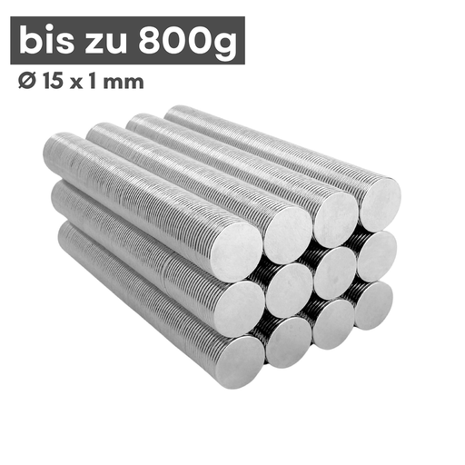Neodym-Scheibenmagnet 15x1 mm N38 – ultrakompakt und stark