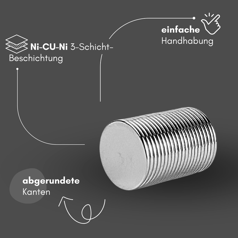 Neodym Magnet Ø 15mm x 1mm - Starker Scheibenmagnet - N38 Supermagnet - Hohe Haftkraft bis 800g