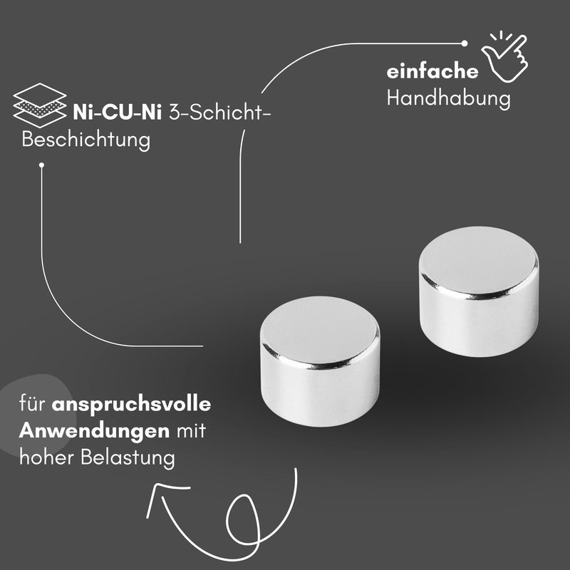 Neodym Magnet Ø 15mm x 10mm - Starker Scheibenmagnet - N42 Supermagnet - Hohe Haftkraft bis 8,2kg