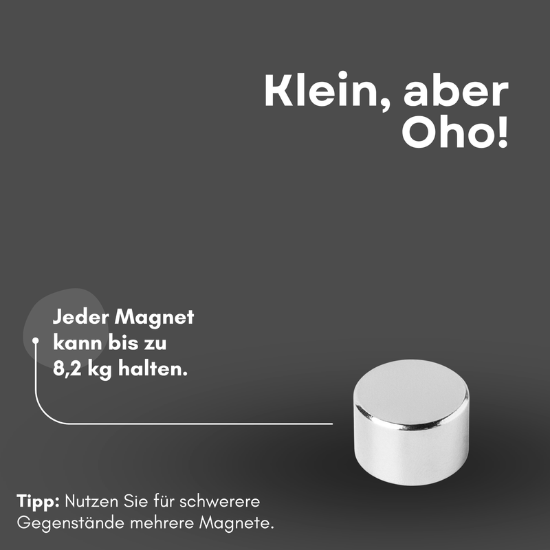 Neodym Magnet Ø 15mm x 10mm - Starker Scheibenmagnet - N42 Supermagnet - Hohe Haftkraft bis 8,2kg
