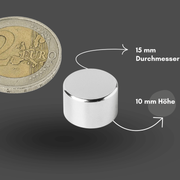 Axial magnetisierter Scheibenmagnet 15x10 mm N42 – zuverlässige Leistung