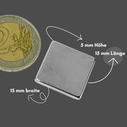 Präziser Neodym Supermagnet 15x15x5 mm, perfekt für Bastelprojekte und Konstruktionen