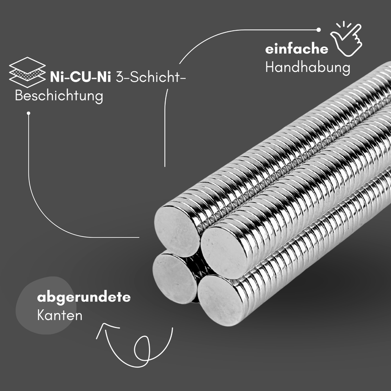 Neodym Magnet Ø 15mm x 2,5mm - Starker Scheibenmagnet - N38 Supermagnet - Hohe Haftkraft bis 2,3kg