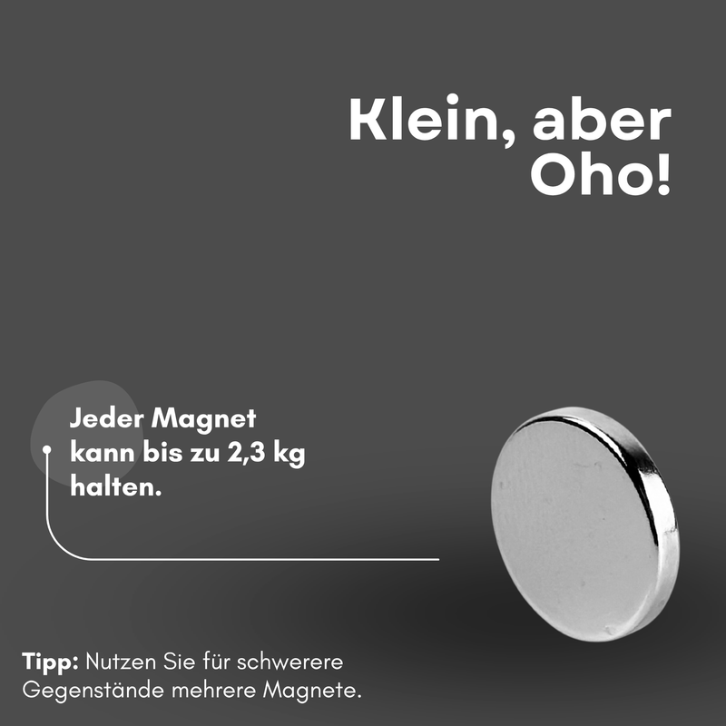 Neodym Magnet Ø 15mm x 2,5mm - Starker Scheibenmagnet - N38 Supermagnet - Hohe Haftkraft bis 2,3kg