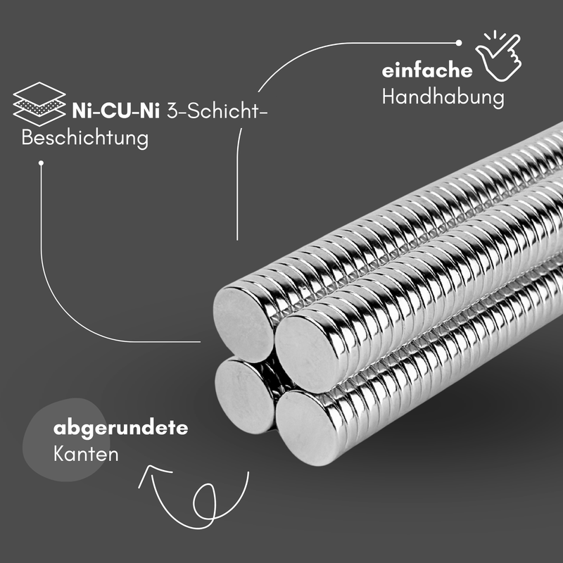 Magnete al neodimio Ø 15mm x 3mm - Magnete a disco potente - Super magnete N38 - Elevata forza di tenuta fino a 2,9 kg