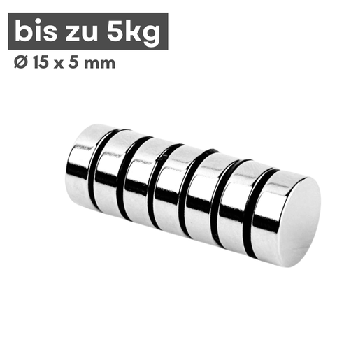 Neodym-Scheibenmagnet 15x5 mm N40 – kompakt und kraftvoll