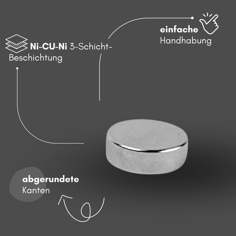 Magnete al neodimio Ø 15mm x 5mm - Magnete a disco potente - Super magnete N40 - Elevata forza di tenuta fino a 5kg